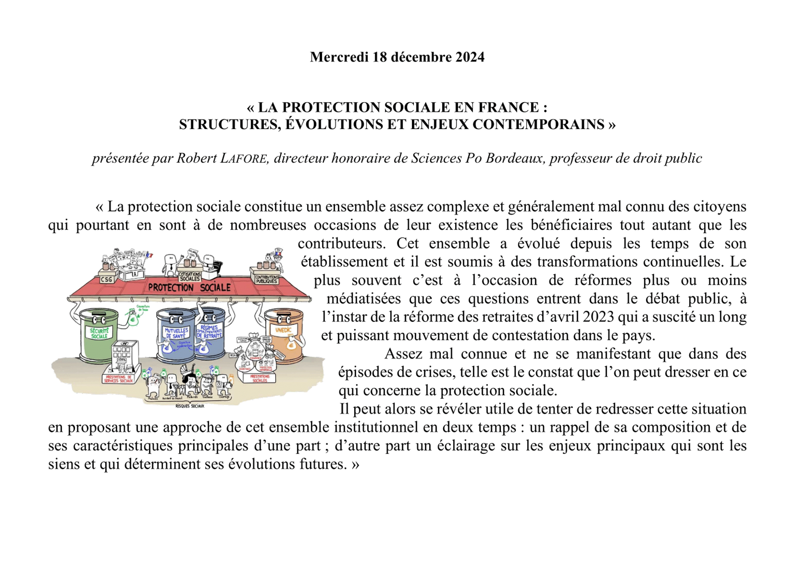 Conférence UTL : « LA PROTECTION SOCIALE EN FR ...