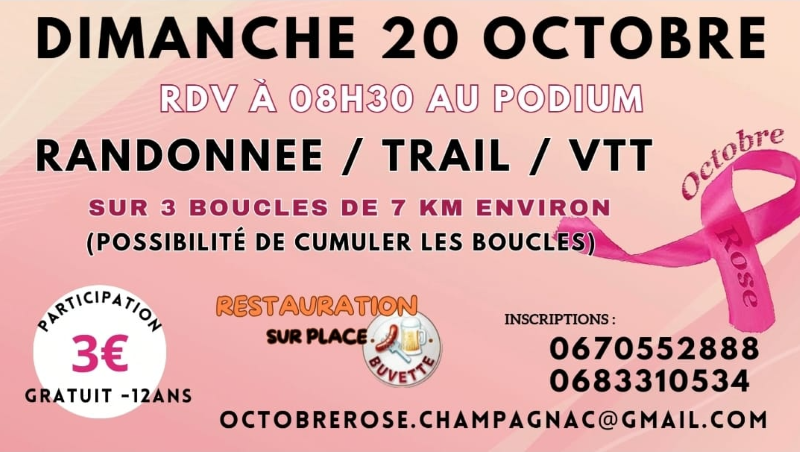 Octobre rose : randonnée / trail / VTT