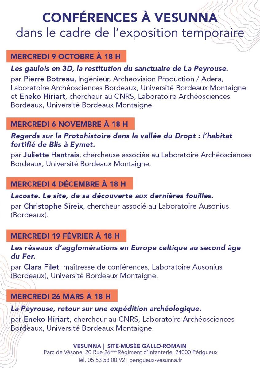 Conférence de Vesunna - Lacoste. Le site, de s ...