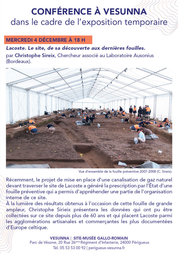 Conférence de Vesunna - Lacoste. Le site, de s ...