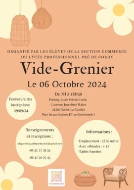 Vide-grenier : Lycée Professionnel Pré de Cordy