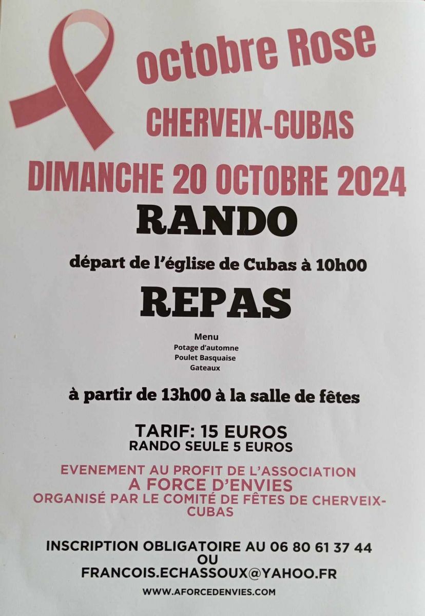 Randonnée et repas dans le cadre d'Octobre Rose