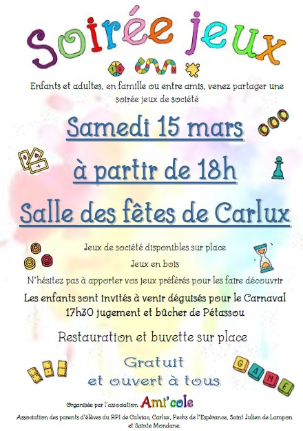 Soirée Jeux à Carlux pour petits et grands